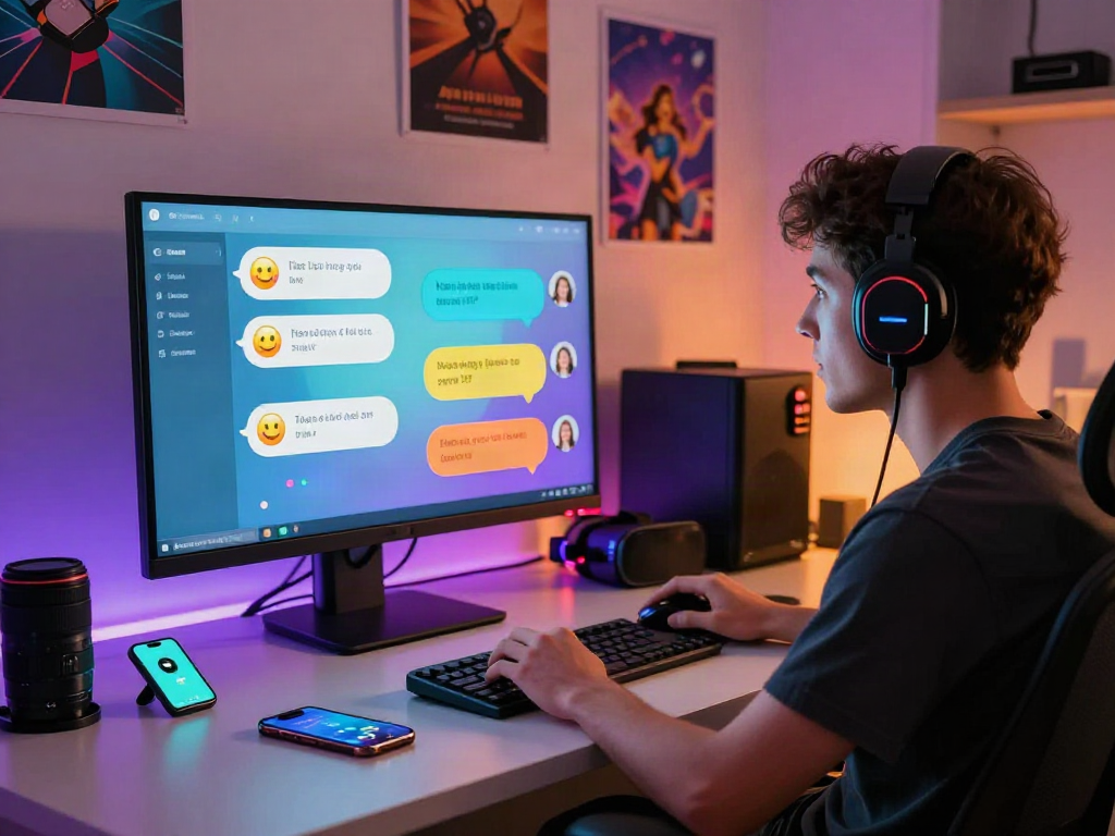 Engaging ai porn chat experience with user interacting in vibrant digital setting