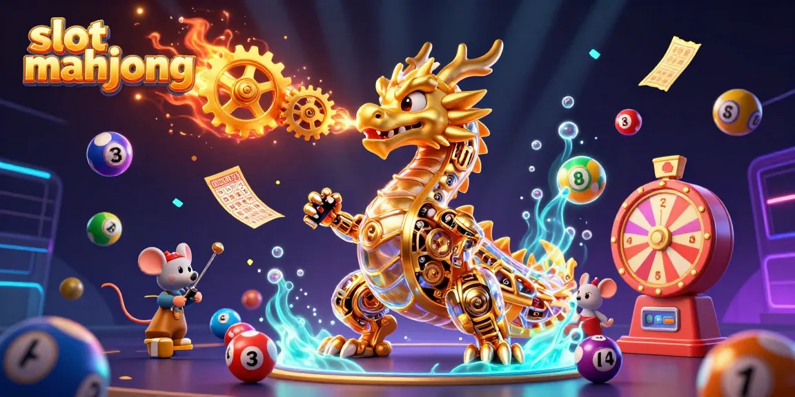 Engage with slot mahjong as a golden dragon unleashes rich game elements in a vibrant 3D scene.