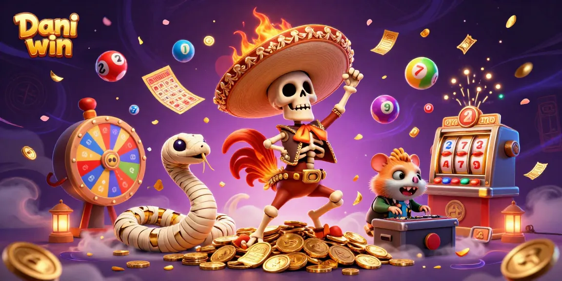 Experience the fun of Dhani win with vibrant lottery balls and exclusive prizes in this festive illustration.