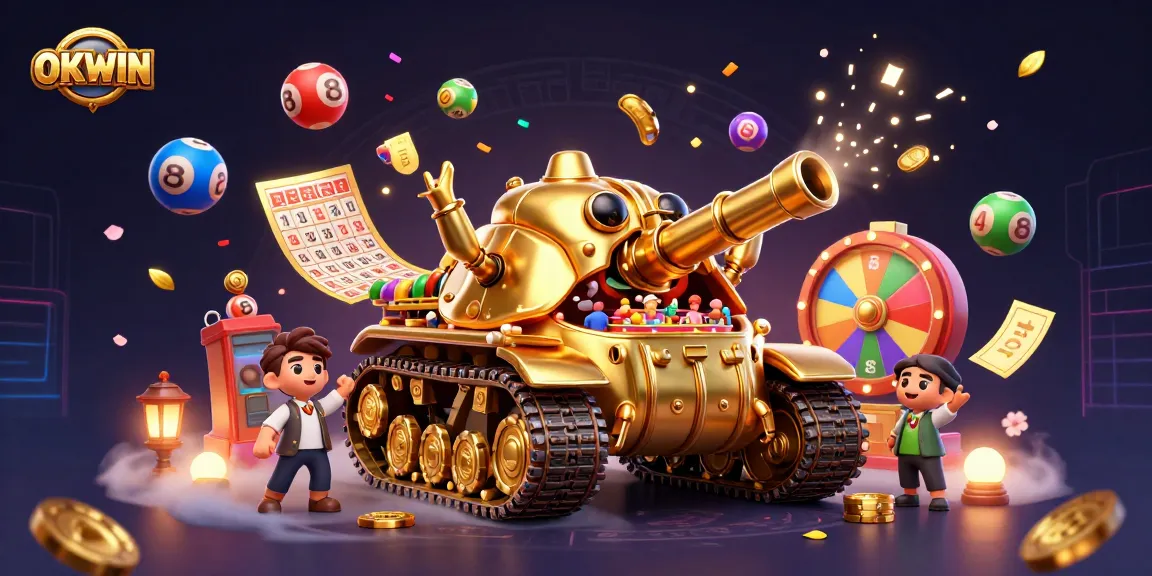 OKWIN promotes an exhilarating experience with a golden beetle tank casino showcasing vibrant games and winning opportunities.